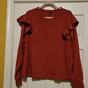 Old Navy Women's Ruffled Rust Sweatshirt